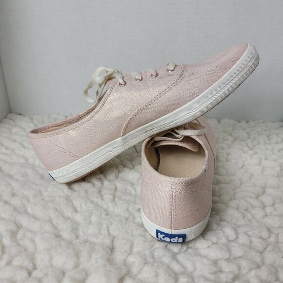 Keds Champion Metallic Womens Size 8.5 Linen ROSE Gold Low Top Sneaker - Picture 5 of 10